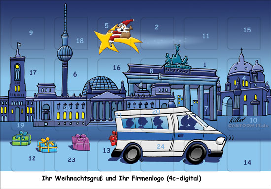 Berlin Sykline mit Polzeiauto