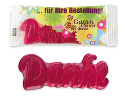 1er-Fruchtgummi Danke Gr��e L als Werbeartikel, Werbemittel im Flowpack, ca. 12g...