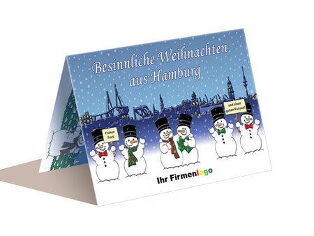 Weihnachtskarte Hamburg Schneemann