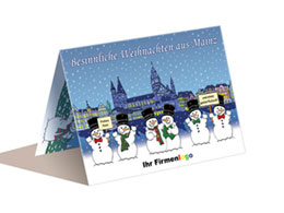Weihnachtskarte (A6) Mainz Schneemann