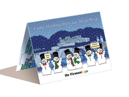 Weihnachtskarte (A6) Heidelberg Schneemann