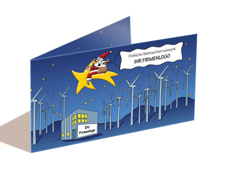 Weihnachtskarte erneuerbare Energien, Windkraft, cartoon-IT.de