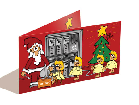 Weihnachtskarte mit Firmenlogo, EDV, IT-Dienstleistungen, cartoon-IT.de