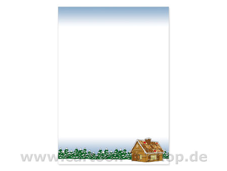 Weihnachtsbriefpapier Knusperhaus