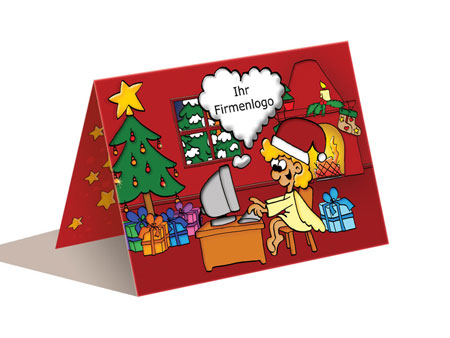 Weihnachtskarte Engel Computer, EDV