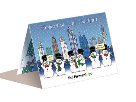 Weihnachtskarte Frankfurt Main Schneemann