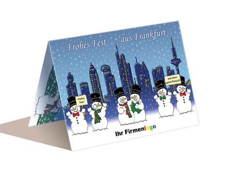 Weihnachtskarte Frankfurt Schneemann