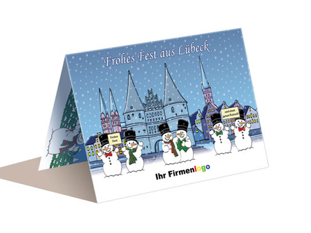 Weihnachtskarte (A6) L�beck Schneemann